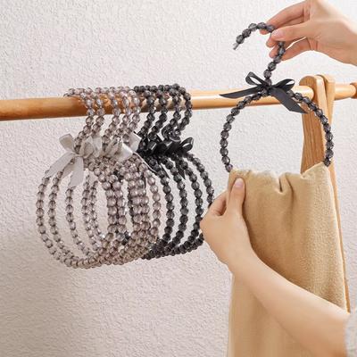 Imitation Pearl Beaded Bow Clothes Hanger Space Saving Scarf Ring Hanger Bag Belts Rack  Home