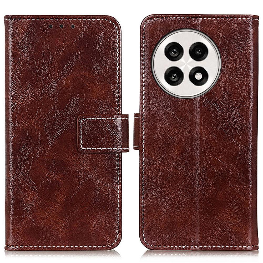 

Для OnePlus 13R 5G/Ace 5 5G Кожаный чехол-кошелек Чехол для телефона Текстура «Крейзи хорс» Brown