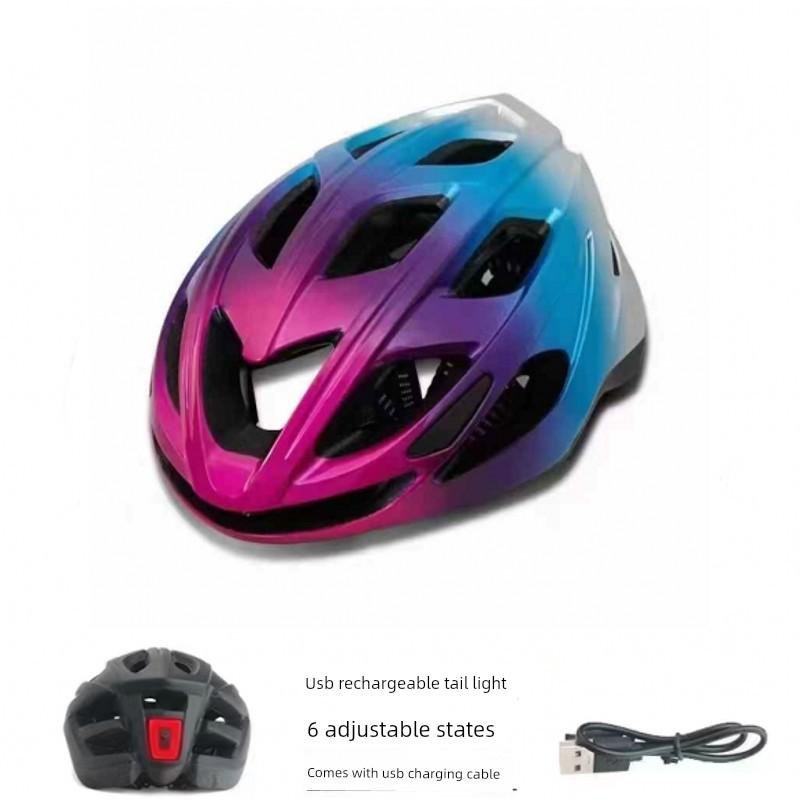 Men's Bicycle Helmet with Tail Light, Mountain Road Bike Safety Helmet, Cycling Helmet, Summer and Autumn One-Piece Design