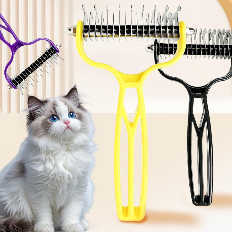Pet Hair Remover Double Sided Stainless Steel Comb Dog Cat Grooming Brush Knot Remover Cleaning Tool