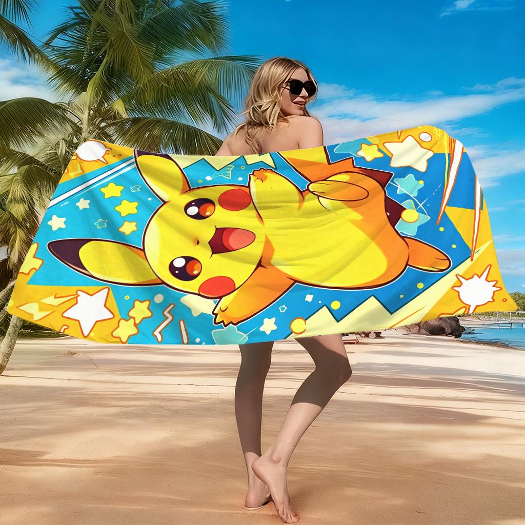 1pc P-Pokémon Pikachu Beach Towel Quick-drying Small To Large Suitable for Beach Pool Yoga Gym Home Cute Gift for Friend Family