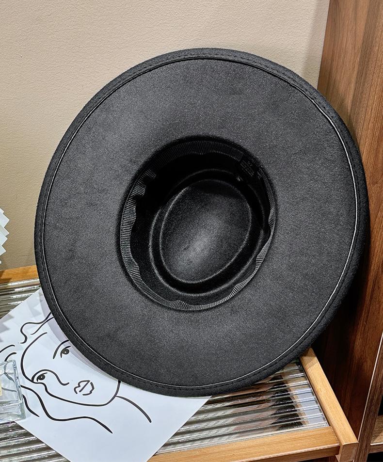 British Style Faux Wool Fedora Hat for Women - Autumn/Winter Hepburn Look with Small Face Effect and Dented Top