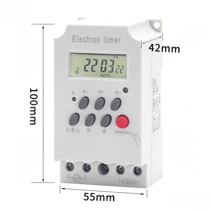 30A 220V Digital Timer Switch 16 ON/OFF 7 Days Weekly Programmable Relay for Automatic Water Pump Timing Control