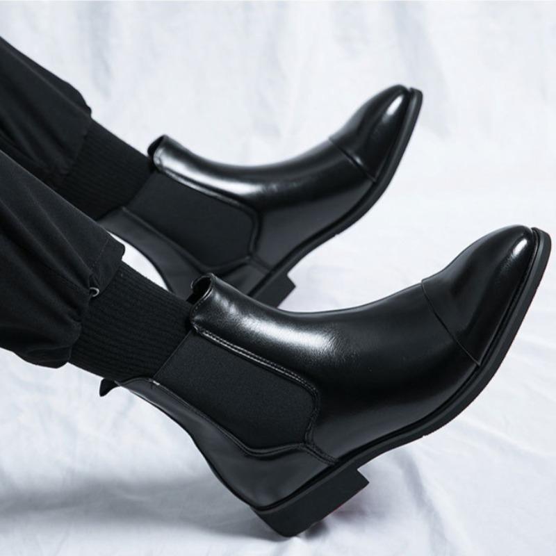 Luxury Brand Men Chelsea Boots Pointed Toe High Top Leather Boots Business Dress Boots for Men 2025New Casual Ankle Boot