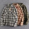 Spring Fall Men Shirt Plaid Print Single-breasted Long Sleeves Shirt Retro Mid Length Cardigan Top