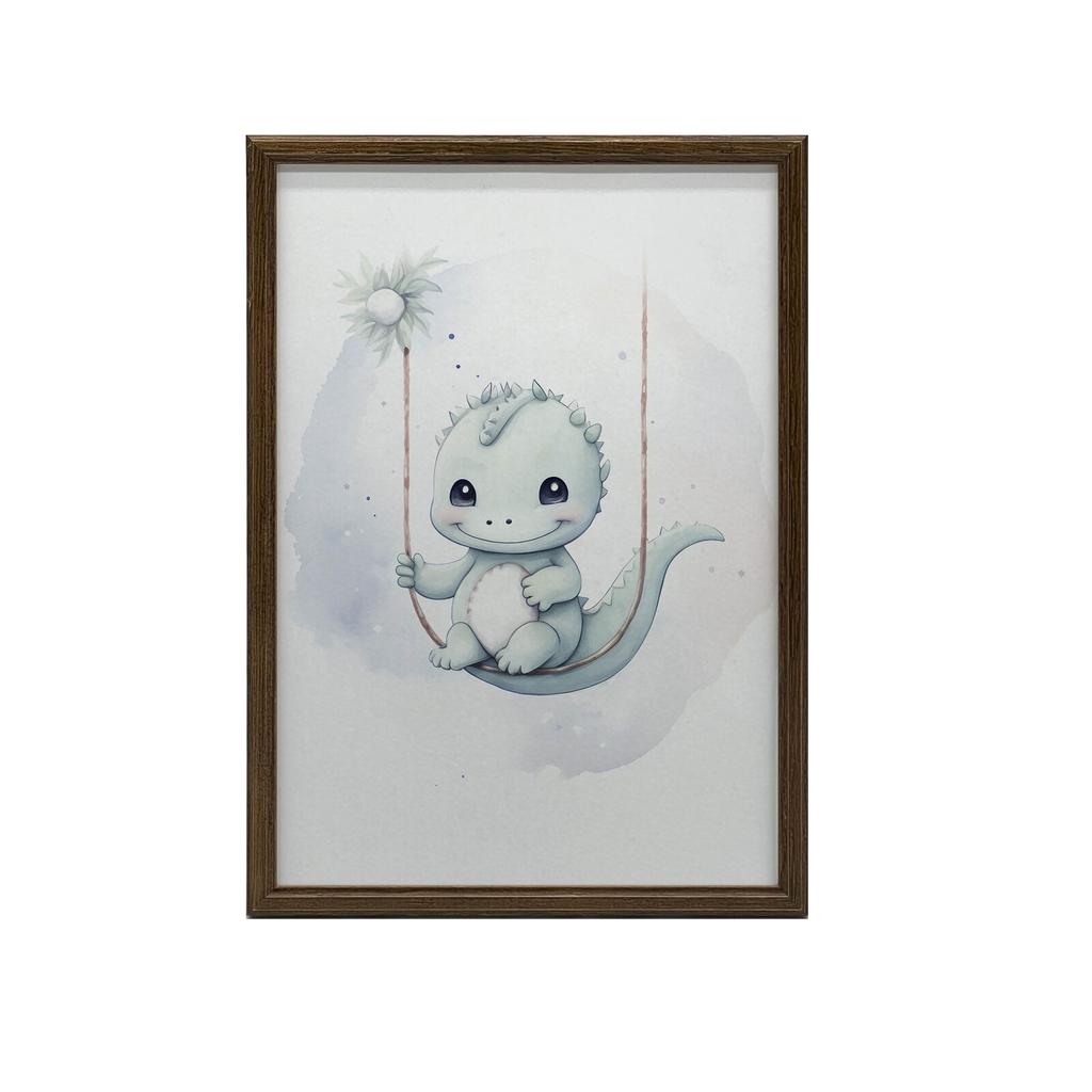 Dinazaur Na Huśtawce Dinazaur Na Huśtawce, 50X70 Cm, Rama Aluminiowa Czarna, Papier Matowy 230 Gsm