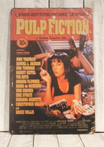 Pulp Fiction Movie Poster Tin Metal Sign Rustic Vintage Style Film Theater RoomAluminum 20x30cm(7.8x11.8inch)