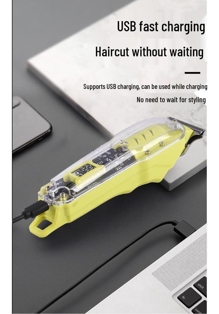 LCD Display Electric Hair Clipper: Transparent Cross-Border Shaving & Oil Head Trimmer for Home Use
