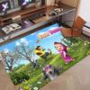 Custom Name Text Crystal Velvet Rug,Masha and the Bear Soft Plush Decorative Non Slip Floor Carpet