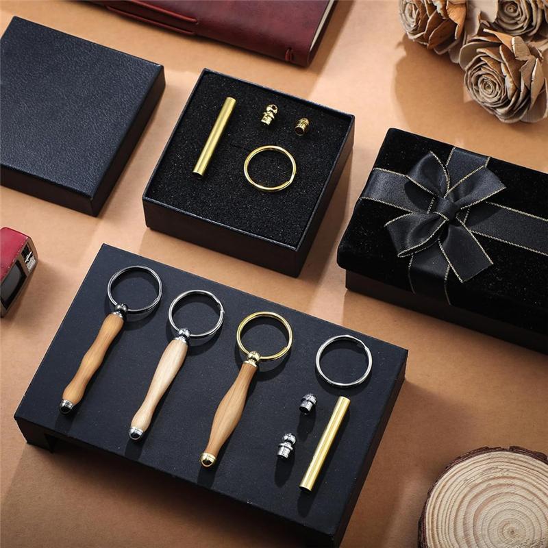 VOFUN-12Pcs Woodturning Keychain Kit Wood Turning Accessories Mandrel Wood Turning Keychain For Woodworking Gifts