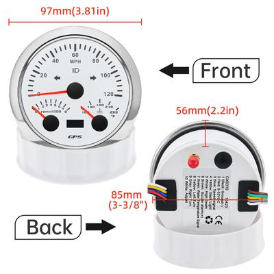 7 Farger LED Auto Universelt Måler 52mm 3 i 1 Hastighet + RPM + Vanntemp 8000rpm Turteller Bil 120MPH Digital Hastighetsmåler
