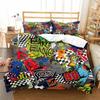 Fashion Bedding Set Cartoon Graffiti Polyester Duvet Cover Pillowcase Single King Double Full Queen Size Polyester Quilt Cover
