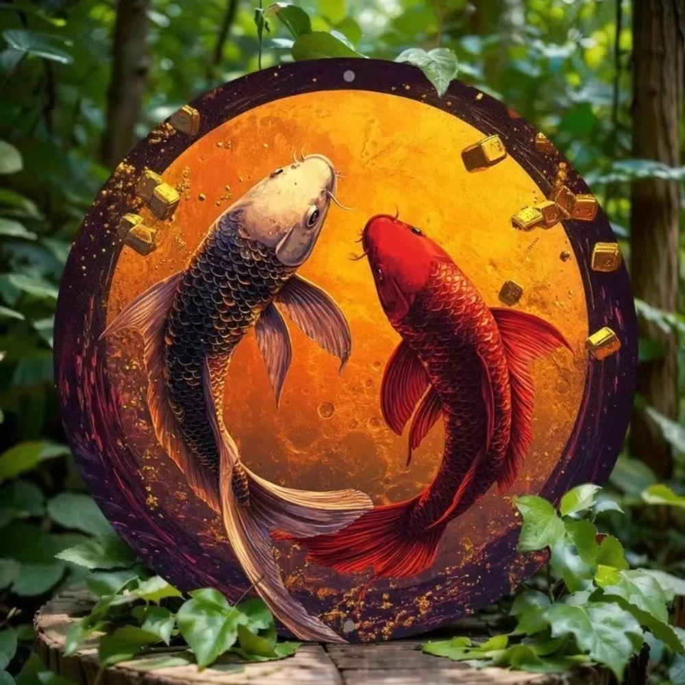 Tin Art Painting Metal Wall Decor 20x20cm Handmade Craft Home Decorative Plate