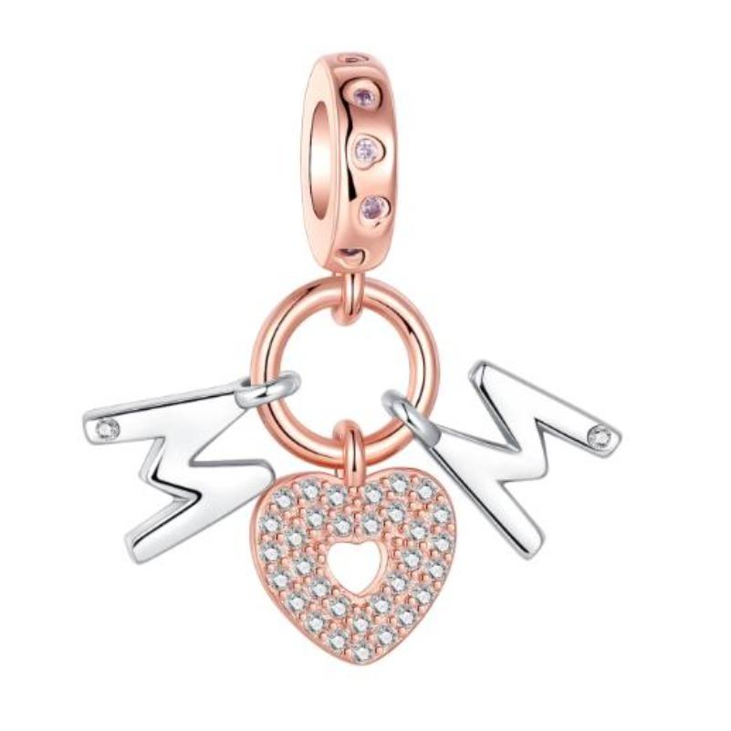 Sparkling Birthstone Charms Copper Heart Key Birthday Pendant Fit Original Necklace Bracelet Women Jewelry Diy Gift