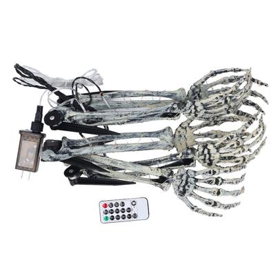 5 in 1 LED Skelettarm Pflanzstäbe Kunststoff Wasserdicht Rot Beleuchtete Skeletthände Gruselige Requisiten mit