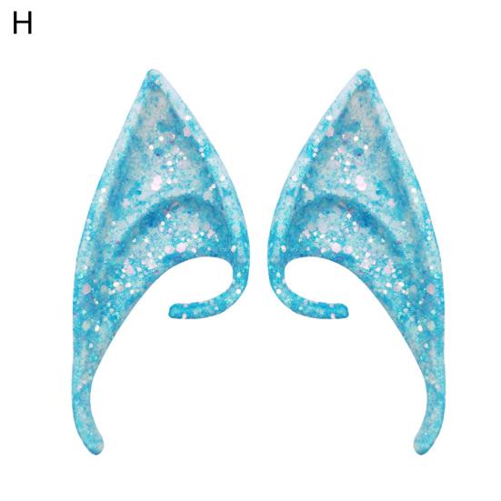 1Pair Elf Ears High Simulation Flexible Pointed Tip Luminous Glitter Cosplay Props Latex Halloween Costume Party Fairy Ears for Festival