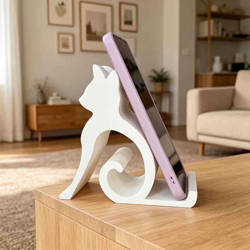 3D tištěný roztomilý držák na telefon kočka - Kreativní stolní ozdoba