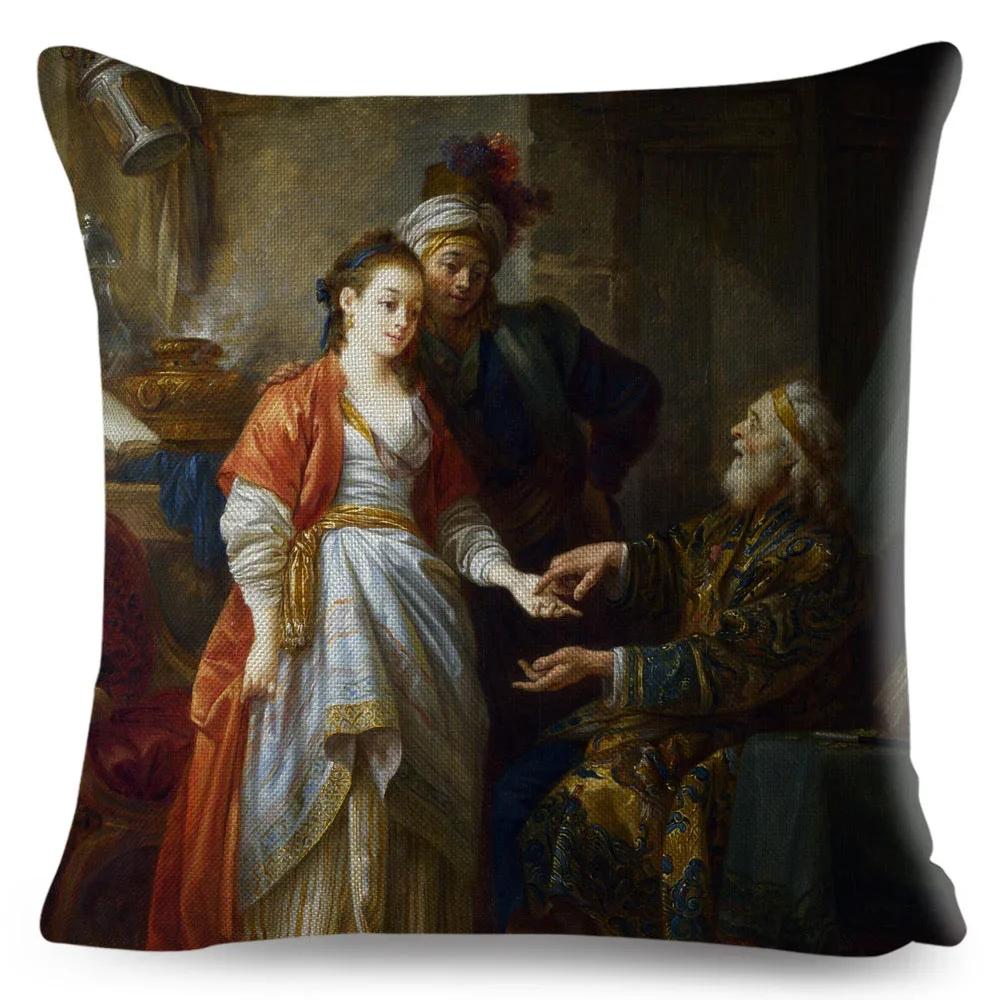 Husă de pernă pentru femeie în stil vintage, decor Europa, față de pernă cu imprimeu Lady Girl, husă de pernă din poliester pentru canapea, casă, mașină