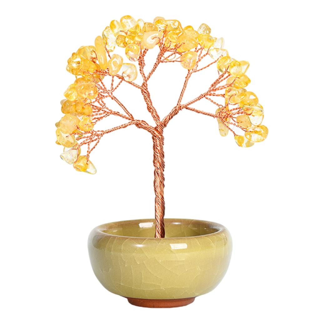 Miniature Crystal Tree Gemstones Bonsais Tree Ornament for Fengshuis Home Office Desktop Decors and Good Luck Wealth