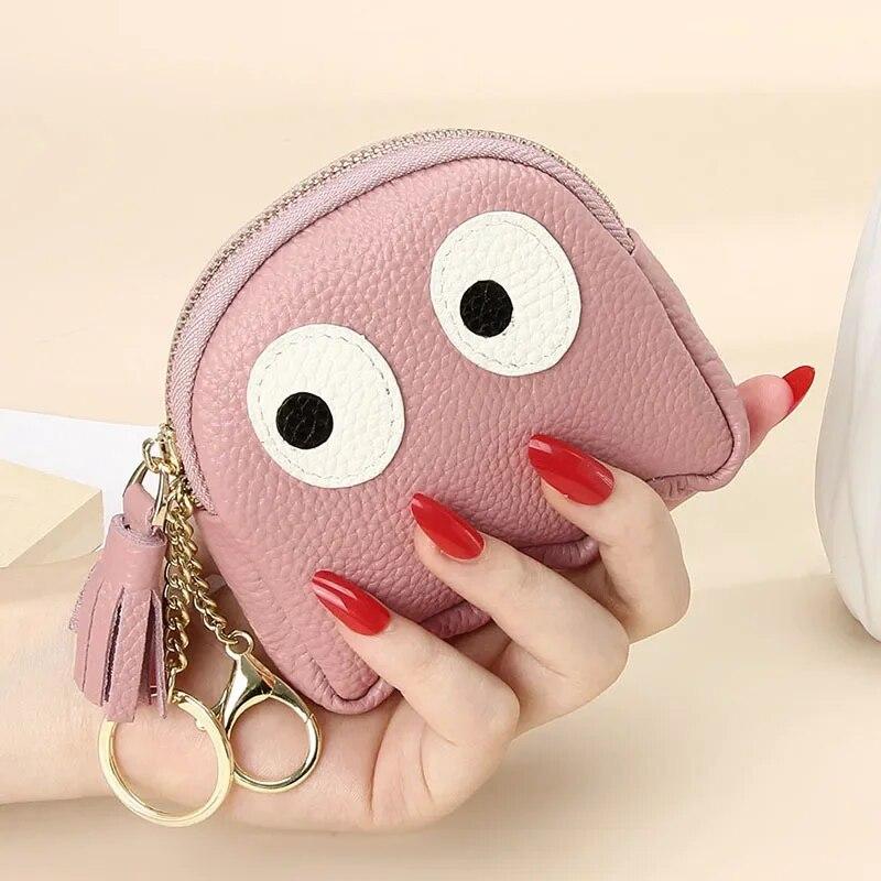 Cartoon Cute Coin Purse Leather Coin Purse Mini Niche Design Korea Ins Soft First Leather Coin Purse Girls Nice Gift