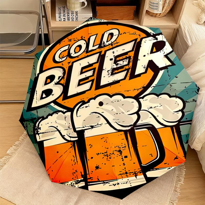 1PC Beer Automatic Umbrella - Suitable Travel Outdoor Portable Umbrella Birthday Gift Daily Essentials
