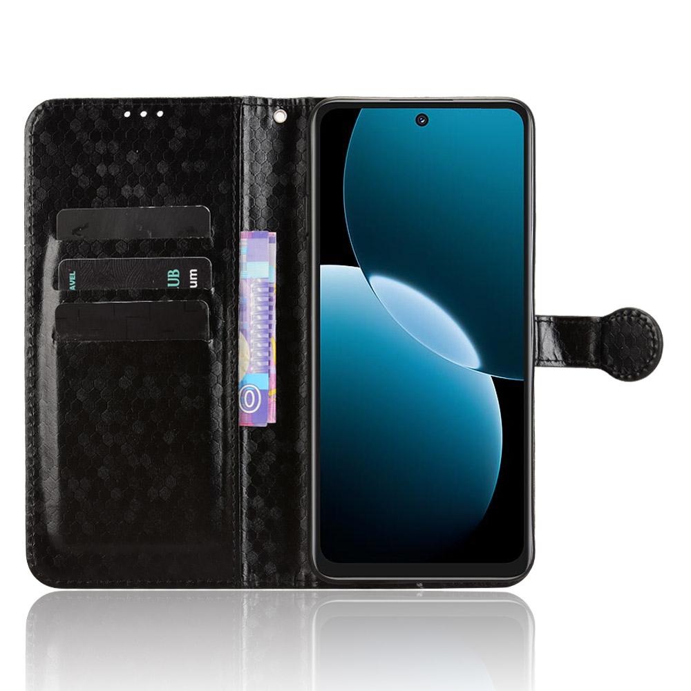 

For Huawei Enjoy 80 Wallet Case Dot Pattern Imprint PU Leather Phone Cover Black