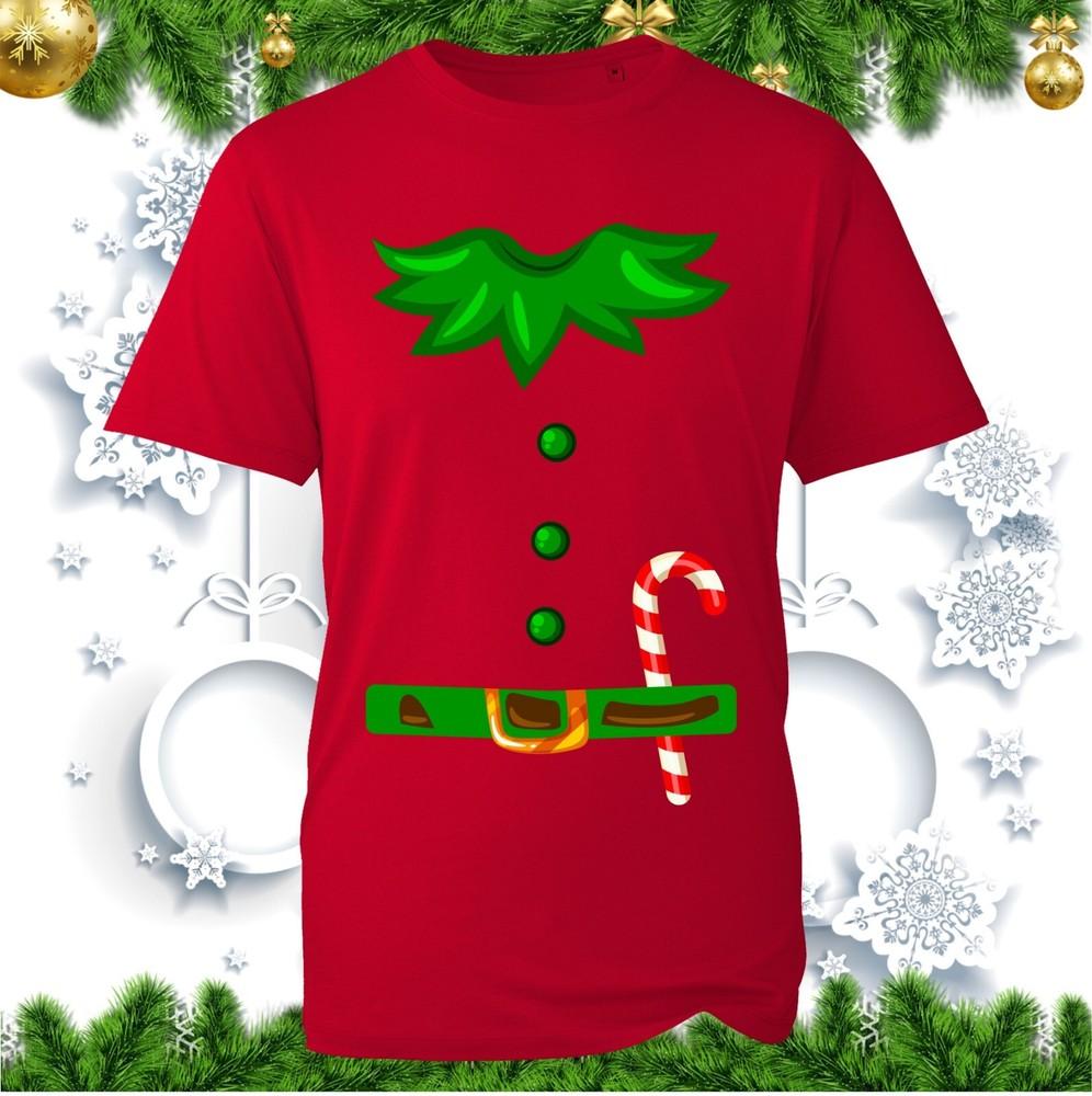 Merry Christmas Elf Front Big Print Tshirt Xmas Elf Winter Festival Gift Top S