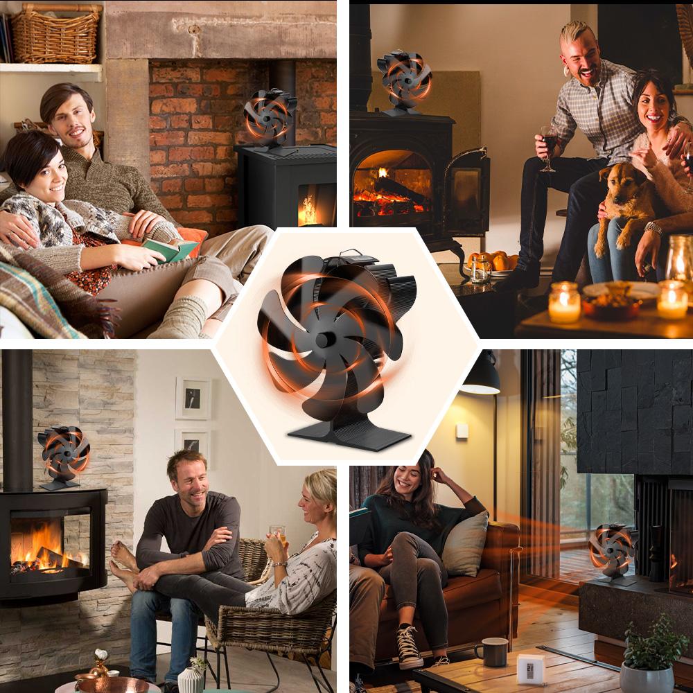 Dancial Log Burner Fan Silent, Stove Fan, Wood Burner Fans, Heat Powered 4-Blade Fan for Wood Burning Stove, Eco Friendly Fire Fan for Log Burner Fireplace Efficient Heat Distribution