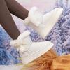 Women Boots Fashionable Bow Round Toe Elegant Snow Boots Winter Flat Wear-resistant Soft Students Plus Velvet Warm Women Shoes