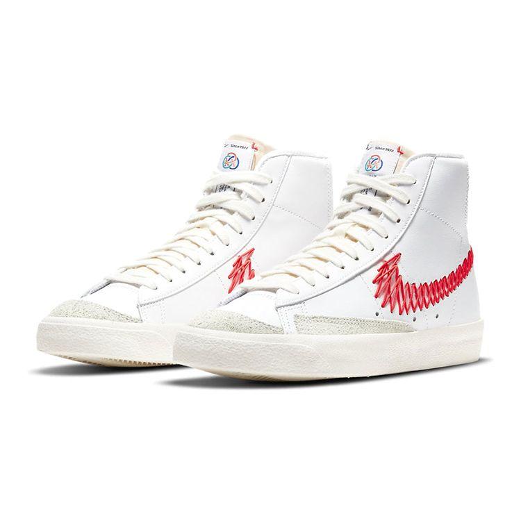 Nike Blazer Mid 77 GS Double Zig Zag-Stitched Swoosh Kids Sneakers White Sail Summit-White DJ2008-161