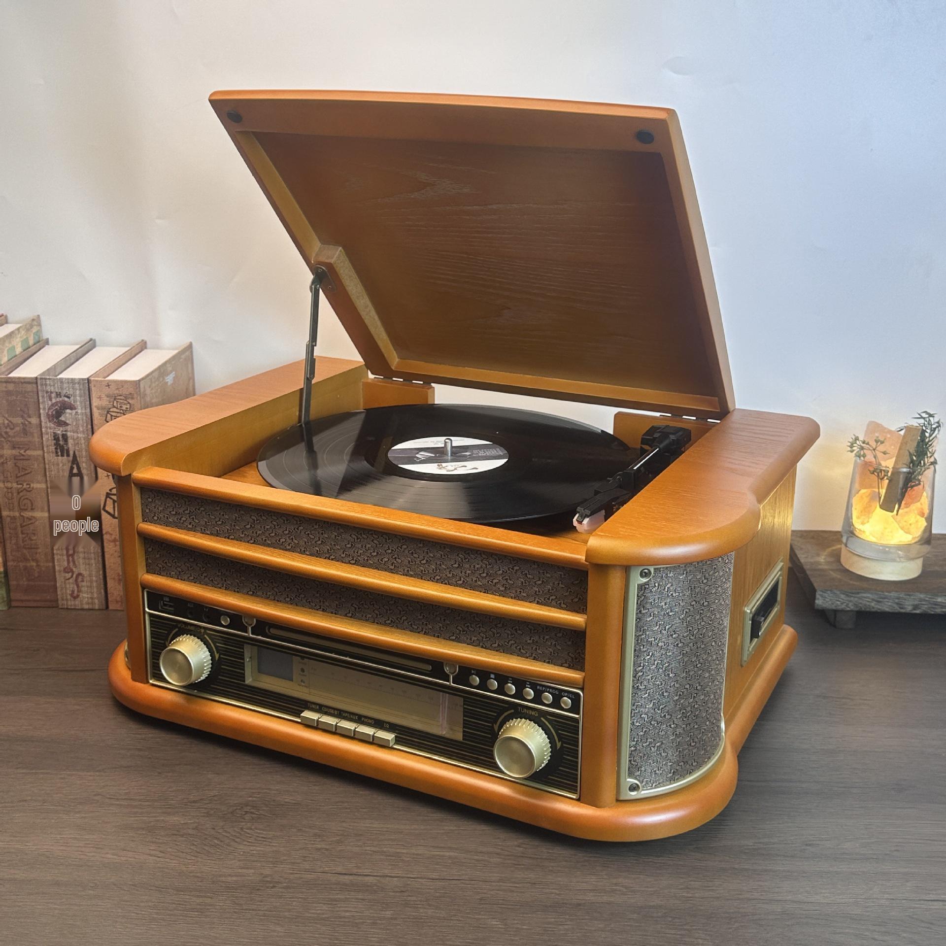 

Multifunctional Wooden Vinyl Turntable with CD, Bluetooth, Radio, and Cassette Player Original Authentic | Quality Assurance