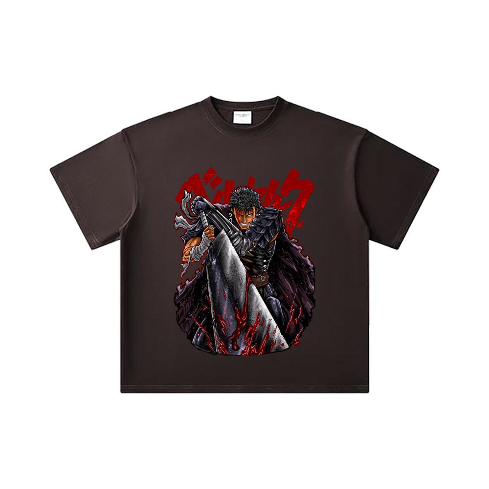 260 GSM Double Yarn 32 Count 100% Cotton Berserk V7 Print Unisex Heavy Cotton T Shirt… More
