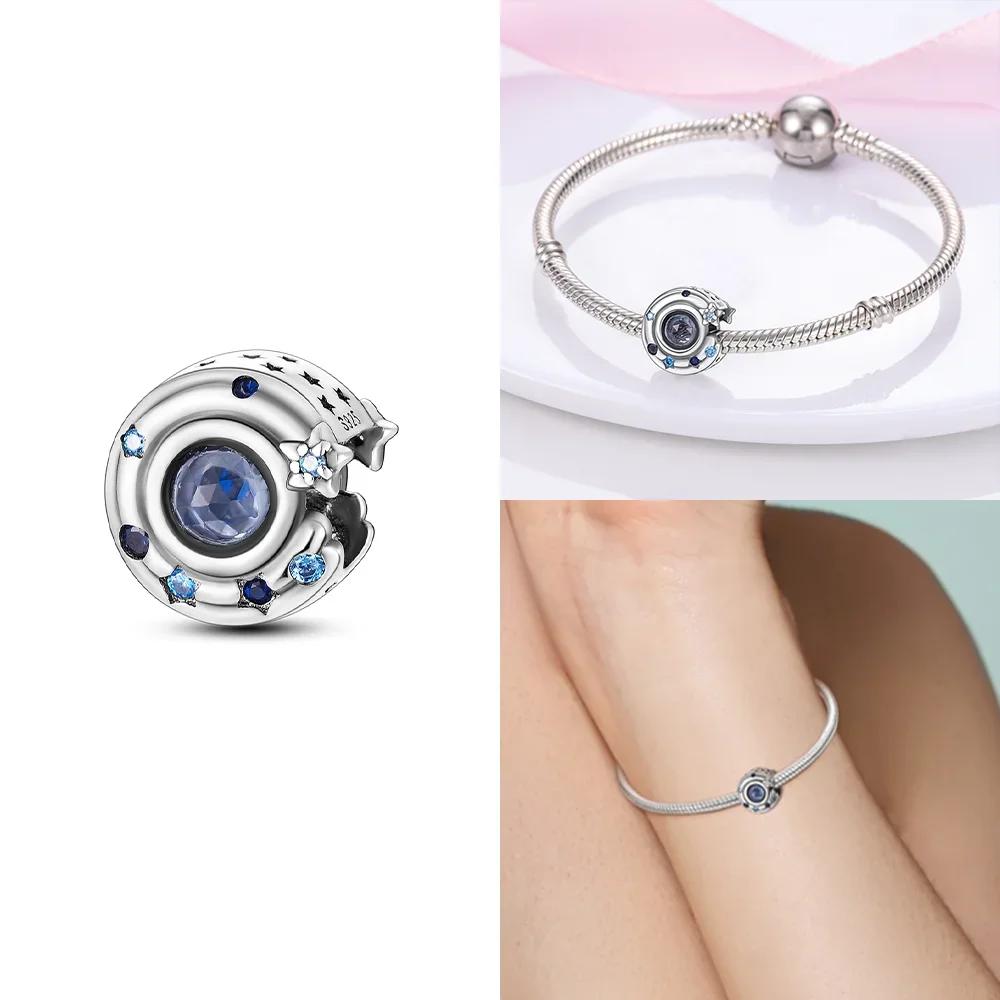 Colorful Zircon Planetary Space Starry Sunflower Beads Charms Fit Diy Original Bangle Bracelet Copper Women Jewelry Gift