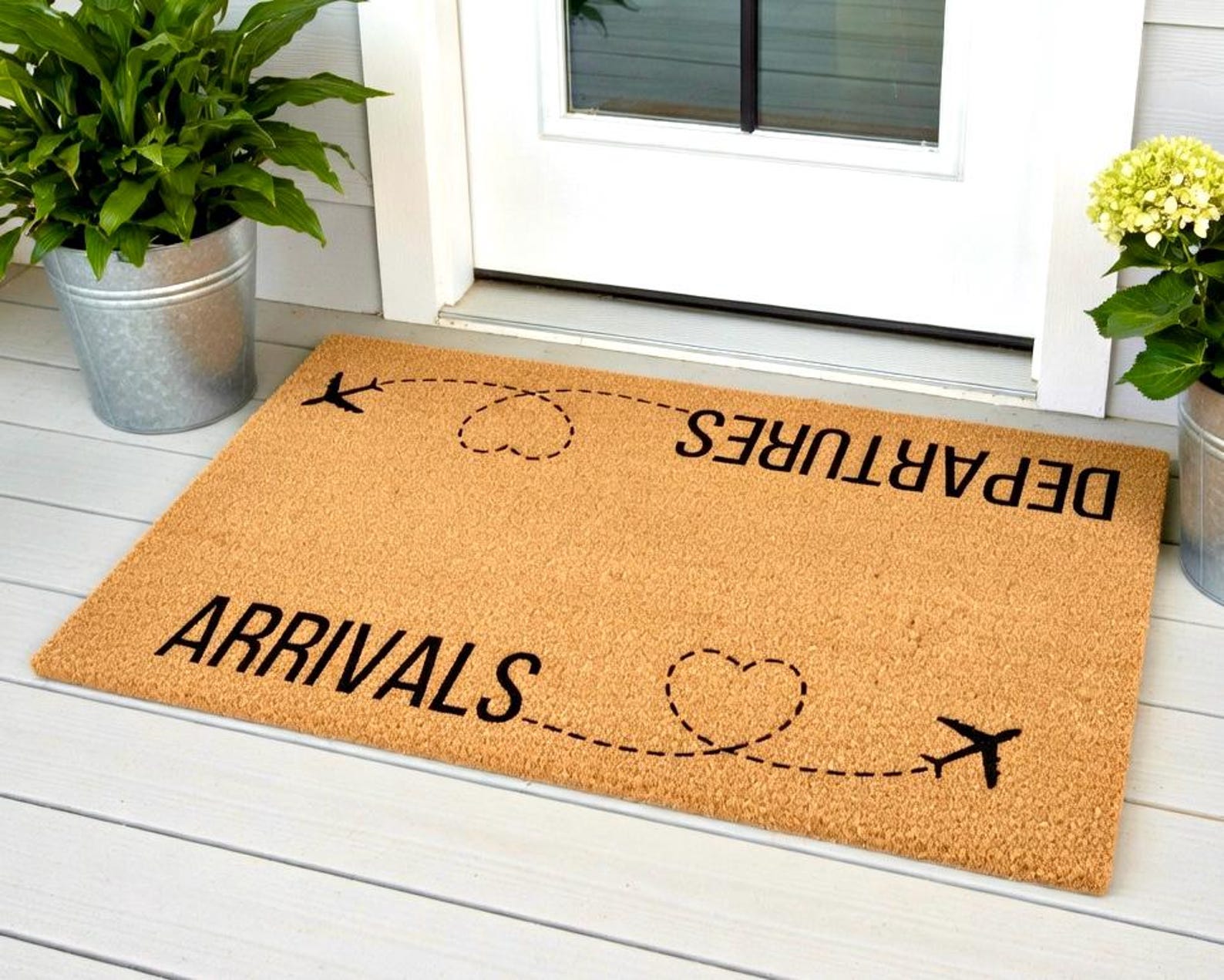 Aankomsten Vertrekken Deurmat Grappig Gepersonaliseerde Deurmat Vliegtuigmat Verhuisfeestcadeau Grappige Welkomstmat Buiten Decoratie Kleed 40cmx60cm