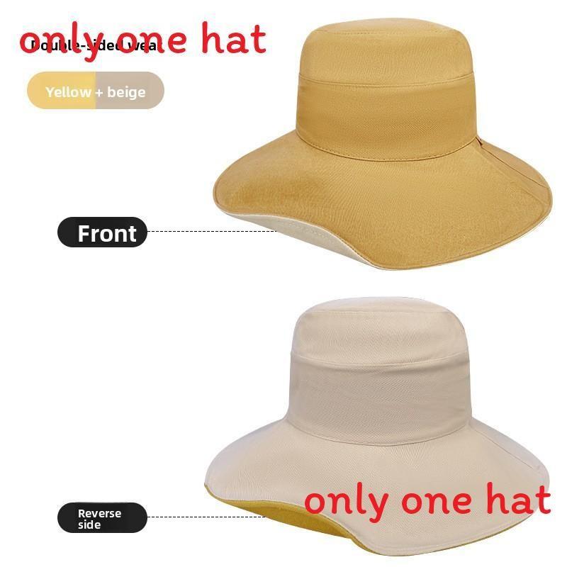 Reversible Wide Brim Sun Hat With Solid Color Design For Summer Use Casual