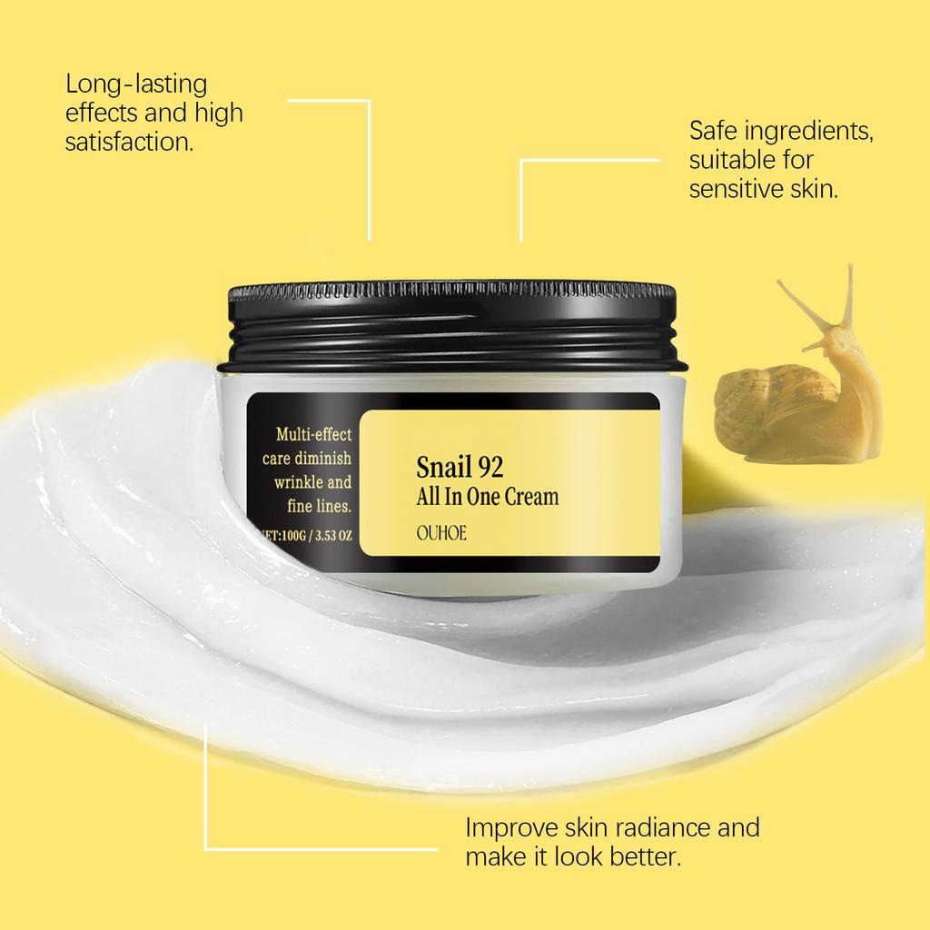 OUHOE Schnecke 92 Gesichtscreme Feuchtigkeitsspendend Feuchtigkeitsspendend Reparatur Anti-Aging Faltenpflege Nährend Glatte Haut Alles in Einem Hautpflege