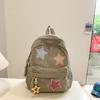 School bag Star Corduroy Shopping Small Backpack for Women, 1011 New High School Student Solid Color Double Shoulder Ins Versatile School Bag
