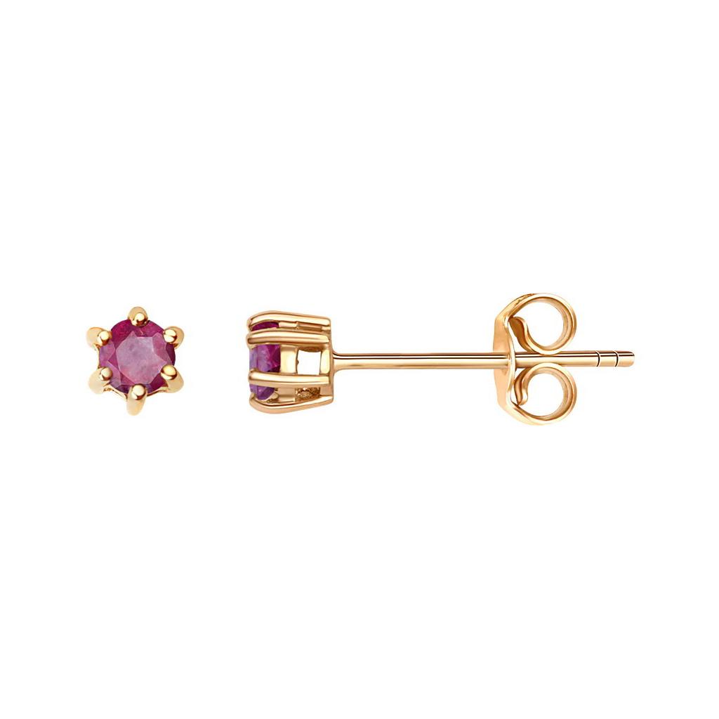 Gold Earrings with Rubies in Yellow Gold