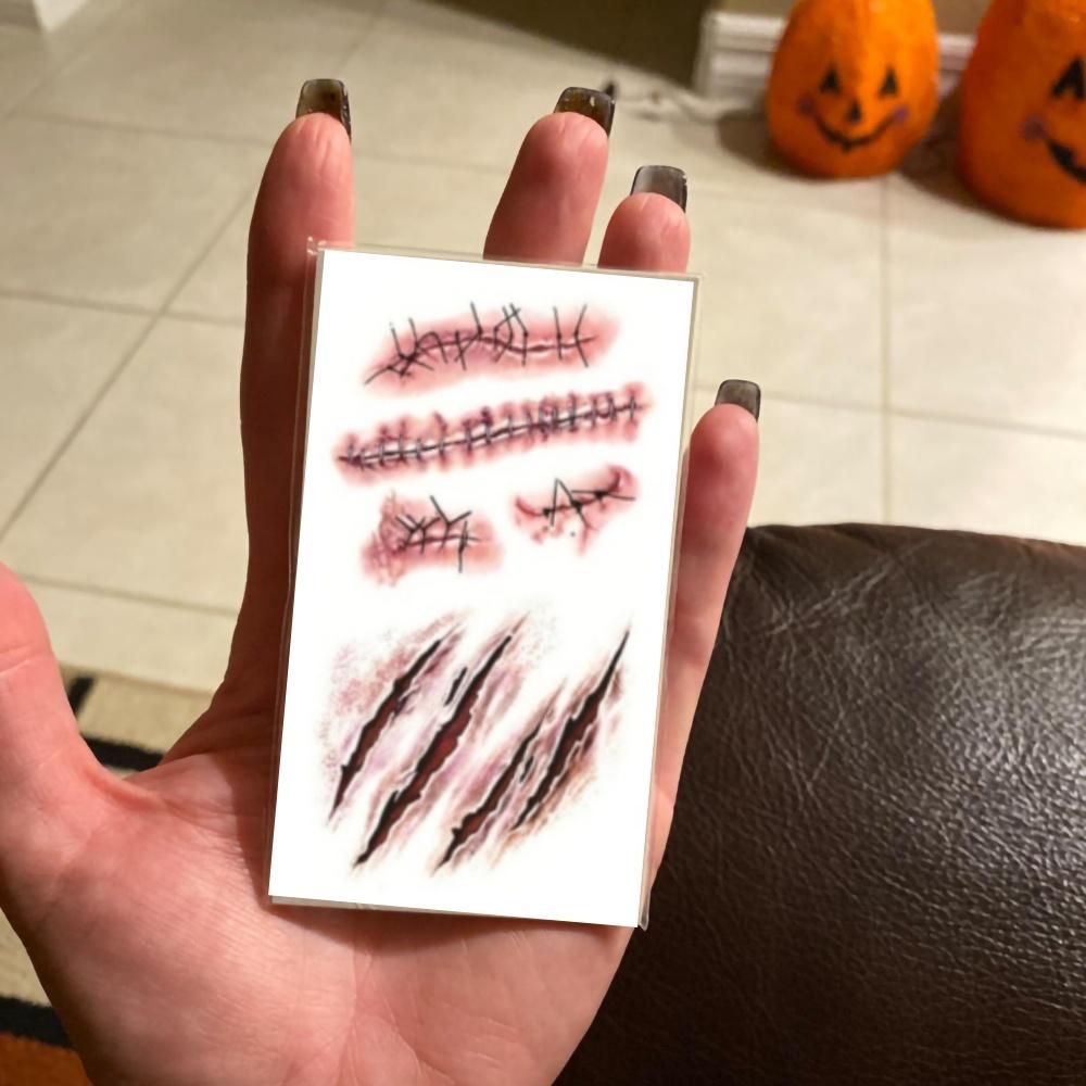10/5pcs Bloody Wound Scar Stickers Halloween Makeup Temporary Tattoos Fake Zombie Body Art Stickers for Cosplay Parties Pranks