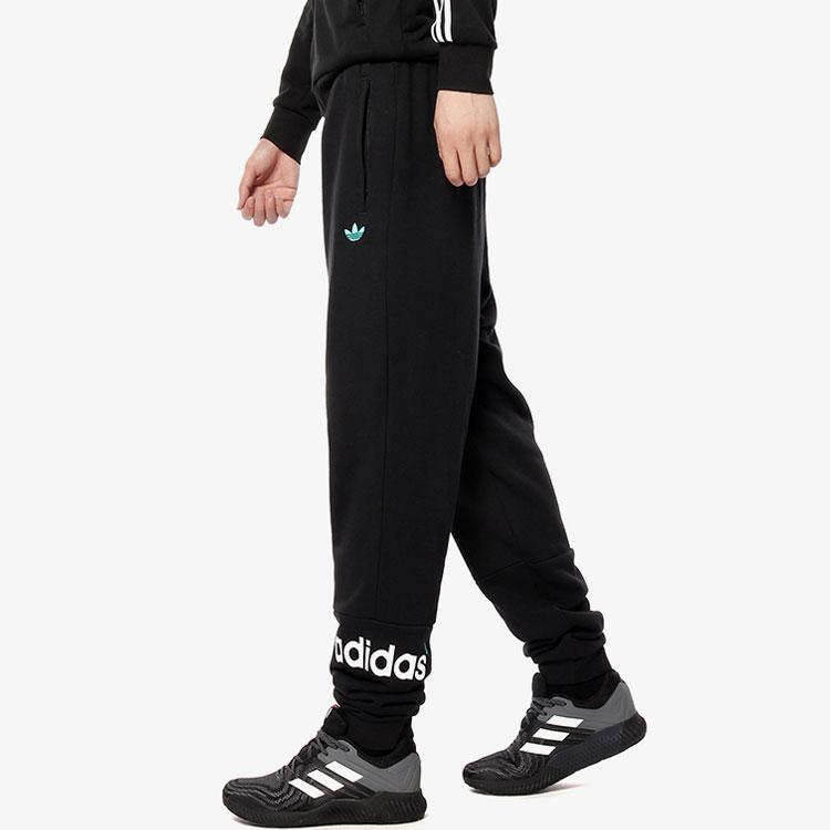 Adidas Originals Trefoil Letter Logo Printed Cuffed Sweatpants Men Bottoms Black FH7916