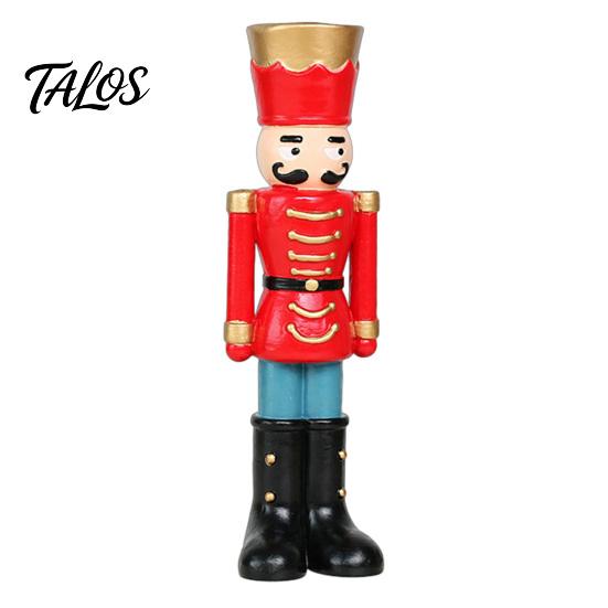 Christmas Tabletop Ornaments Nutcracker Resin Candle Holder, Pastel Soldier Figurine for Desk Shelf, Festive Home Decor, Holiday Gift Decor