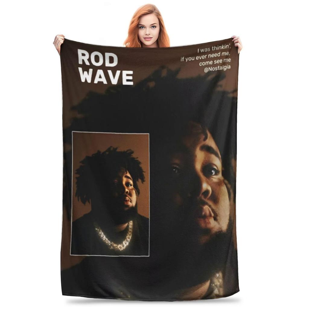 Rod Wave Hip Hop Rapper Blanket Cover Singer Last Lap Album Flannel Throw Blanket Portable Lightweight Multi-function Thin Quilt