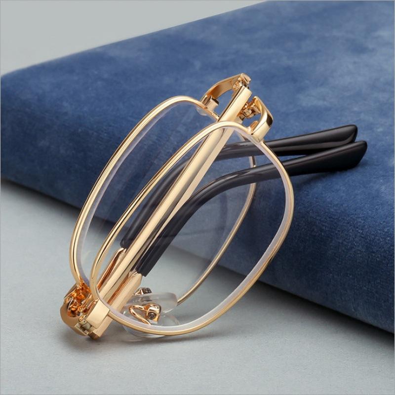 

Anti-Blue Light Folding Reading Glasses Portable Progressive Biofocal Eyewear Men Presbyopic Eyeglasses with Leather Case 1.0
