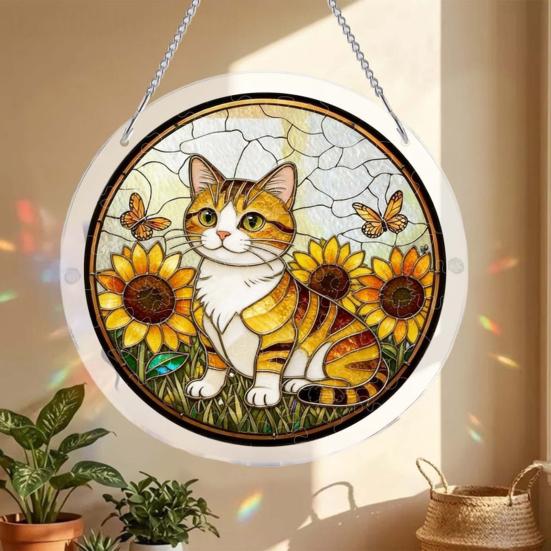 Acrylic Puzzle Suncatcher Stained Glass Effect Window Hanging Ornament DIY Art Puzzle Sun Catcher Kit for Home Garden Decor
