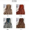 Trendy Autumn/Winter Korean Style Slimming Patchwork Tie-Up Knit Long Dress with Corduroy Floral Print