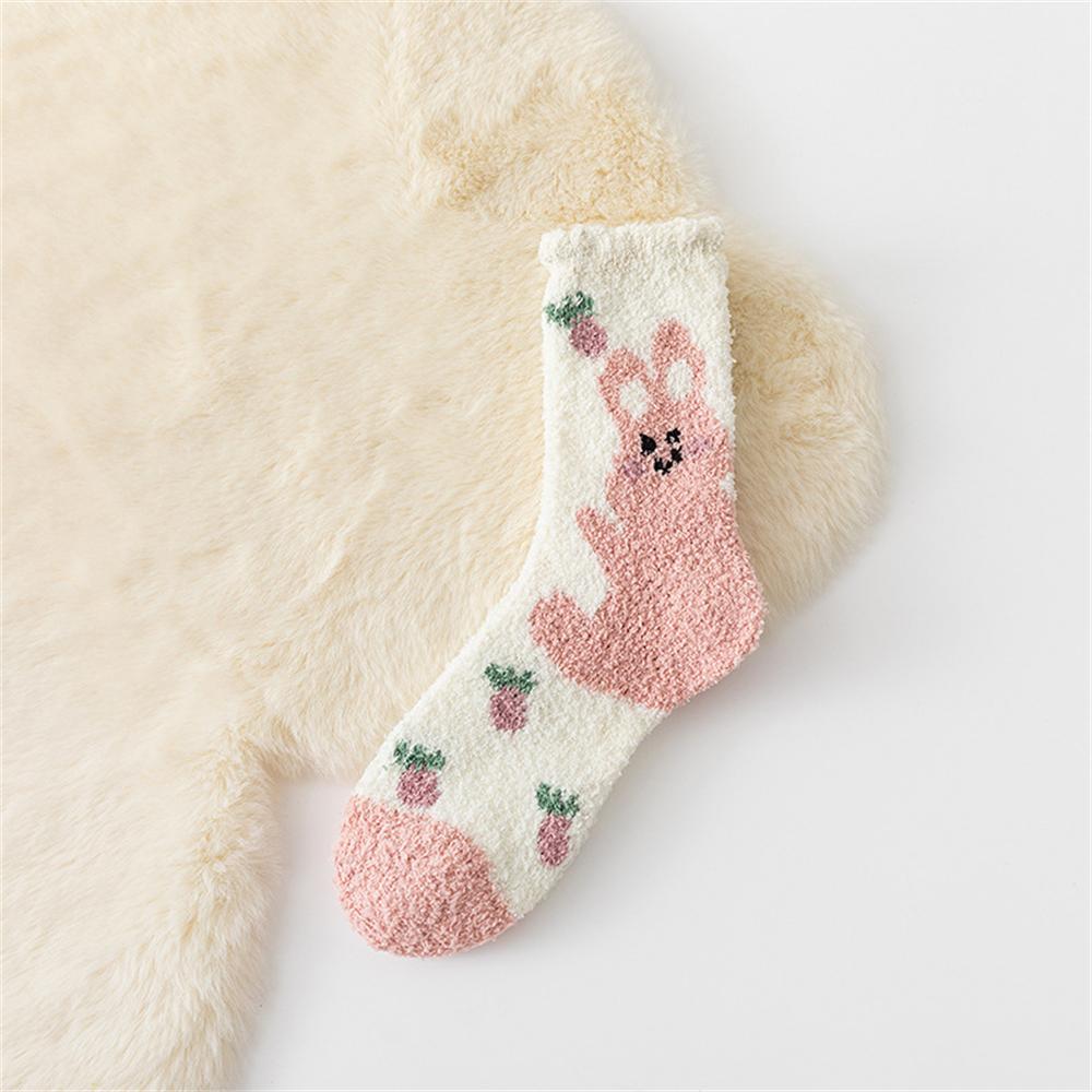 New Warm Winter Women's Cute Rabbit Panda Bear Plush Coral Fleece Socks Thick Sleeping Floor Bed Sokken Xmas Gift Dropship