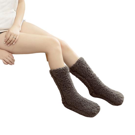 Warm Fluffy Socks Winter Thickened Fuzzy Socks with Elastic Cuffs Solid Color Cozy Sleeping Socks for Indoor Lounging Sleeping