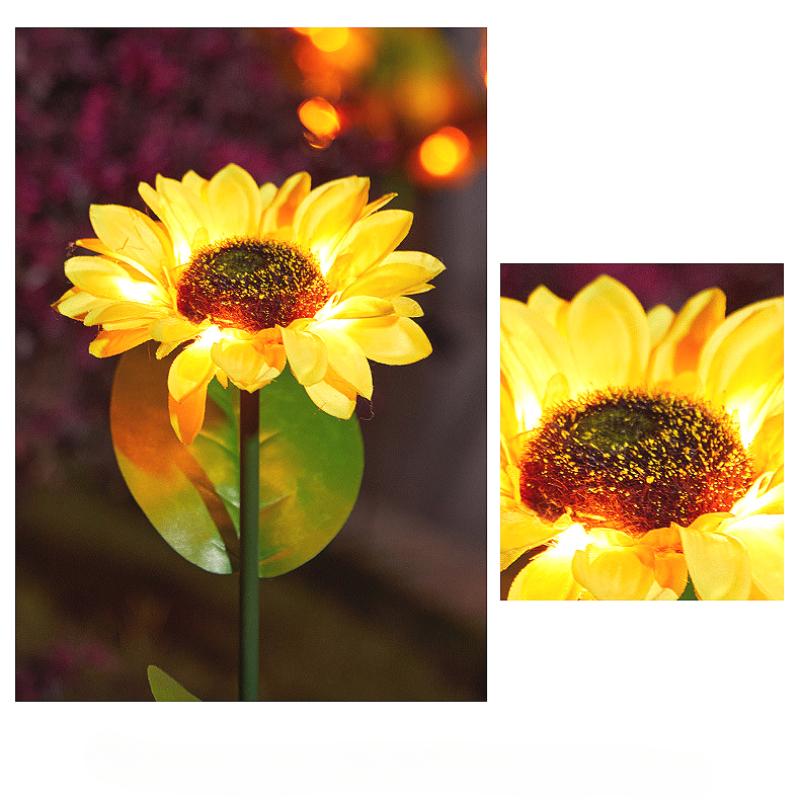 Solární slunečnicové světlo 1/3hlavé vodotěsné osvětlení trávníku květinové lampy na šířku pro domácí dekoraci zahradu