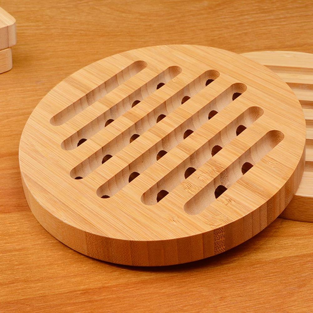 Kitchen Eco-friendly Natural Bamboo Non-Slip Pan Stand Pot Trivet Insulation Mat Dishes Holder