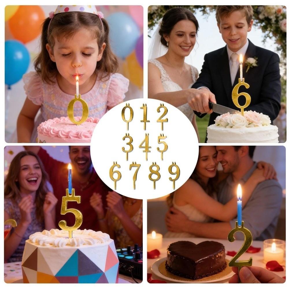 Stainless Steel Number Birthday Candle Holder Digital Birthday Candles Stand Family Gathering